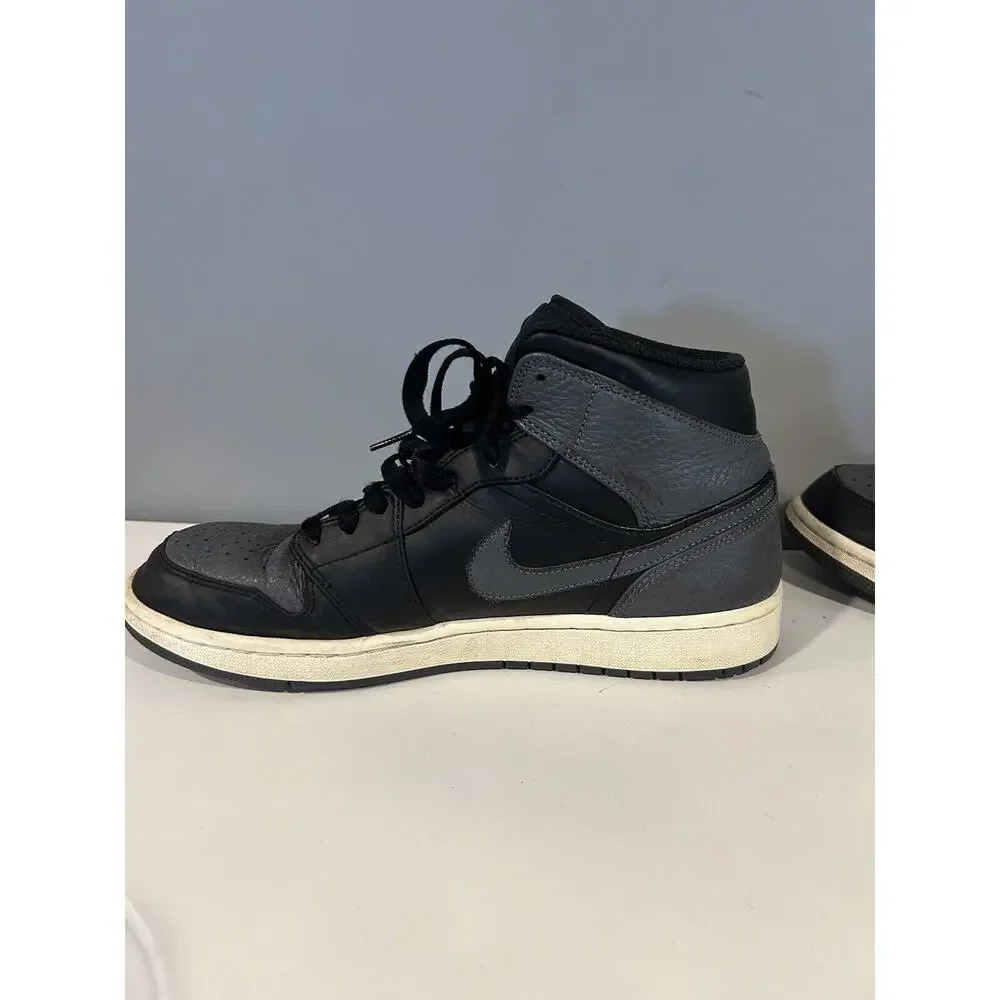 Nike Air Jordan 1 Mid Black Dark Grey‎ White Shadow Shoes 554724-041 Men Size 9
